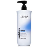 Kenra Moisture Shampoo bottle on sink highlighting hydration
