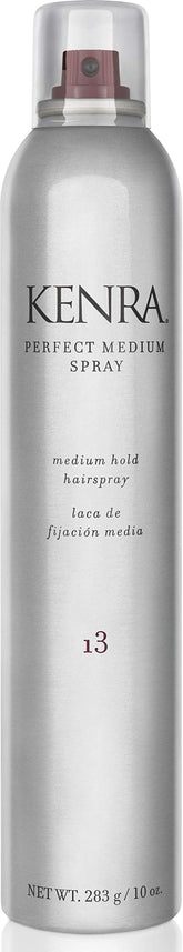 Kenra Perfect Medium Spray: botella visible para peinado suave y controlable