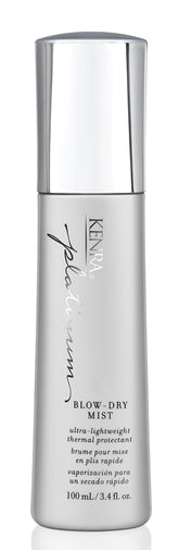 Kenra Platinum Blow-Dry Mist bottle ready for fast drying and heat protection.