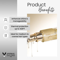 Kenra Luxe Shine Oil drops catching light signal premium heat protection.