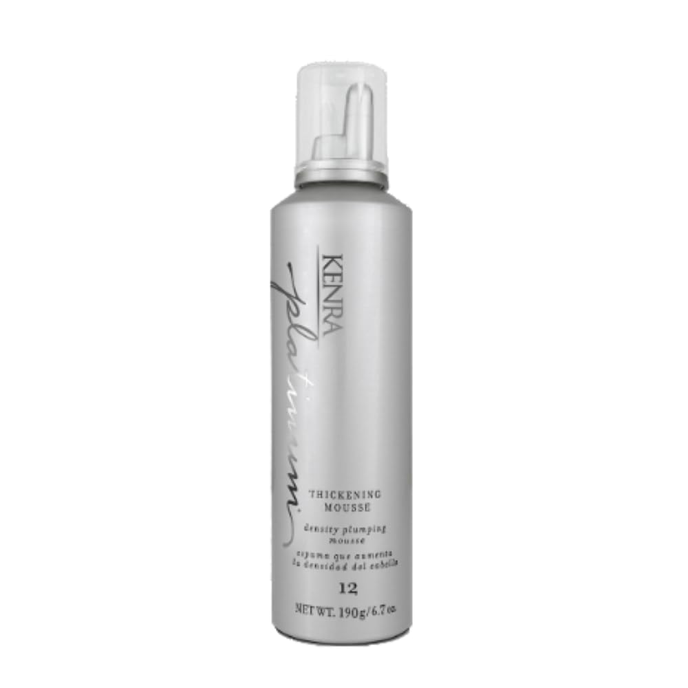 Kenra Platinum Thickening Mousse 12 bottle delivers lightweight density boost for fuller hair.