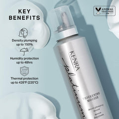 Kenra Platinum Thickening Mousse 12 foam dispense enables easy, brushable volume.