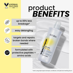 Kenra Triple Repair Conditioner label close-up highlighting sulfate-free formula and protection.