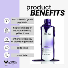 Kenra Violet Shampoo, aplicación cremosa: facilita distribución y deja cabello suave.