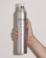 Kenra Volume Spray 25 applied to styled hair for lasting hold and natural shine.