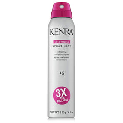 Kenra Volumizing Spray Clay 15: botella visible para volumen inmediato y textura.