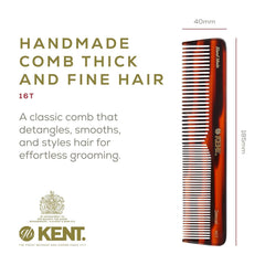 Kent 16T-16TG wide-tooth detangler gliding through thick hair