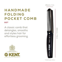 Kent 82T folding pocket comb closed, ready to tuck into a pocket.