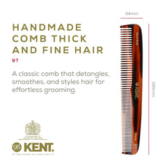 Kent 9T tortoiseshell wide-teeth comb enables gentle glide for thick hair