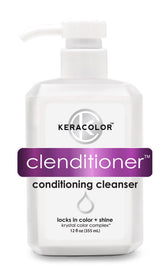 Keracolor Clenditioner bottle highlights color-safe cleansing for vibrant hair.