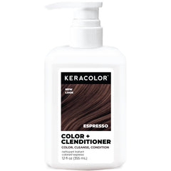 Keracolor Color + Clenditioner espresso bottle label for easy at-home color touch-ups.