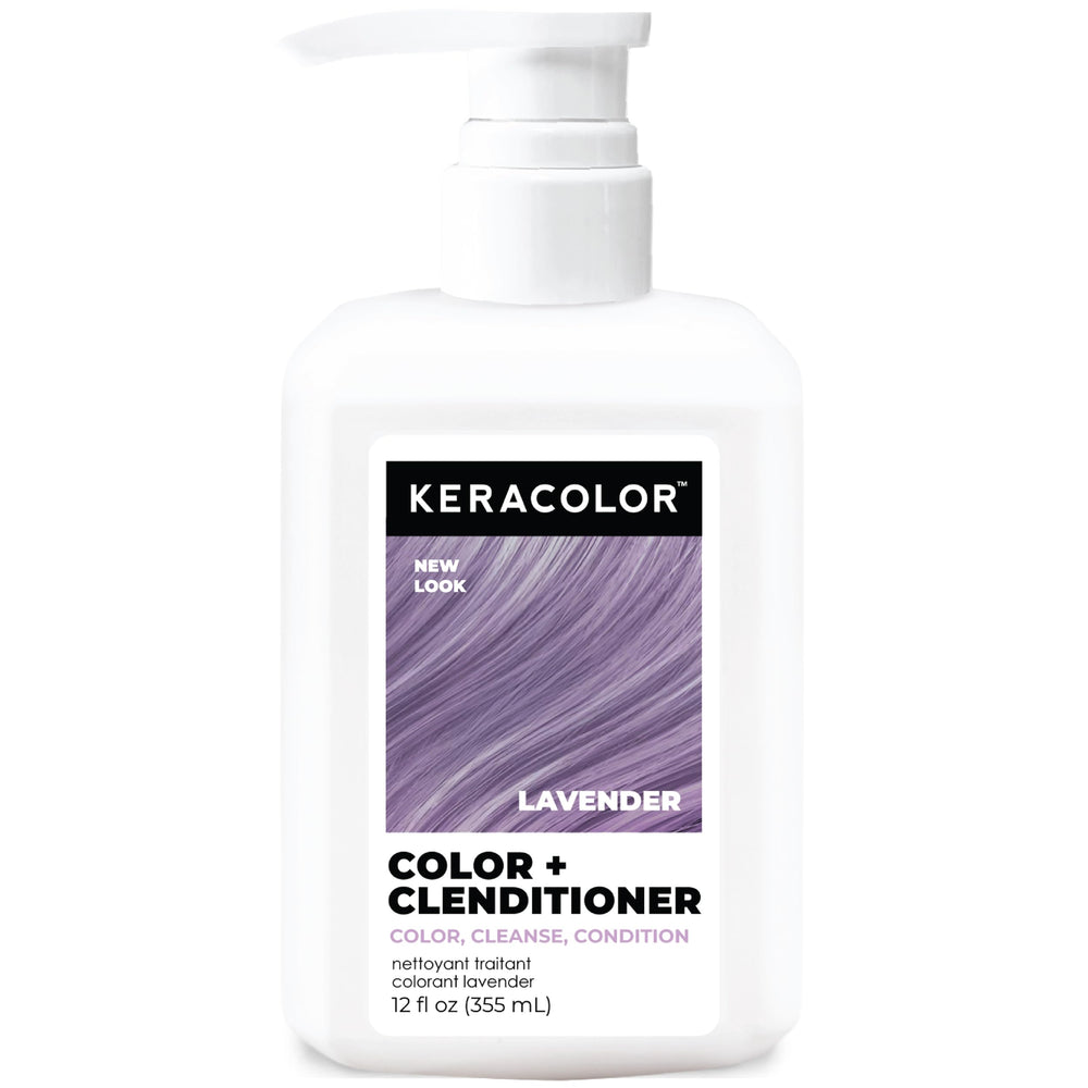 Keracolor Color + Clenditioner lavender bottle pour for quick color refresh.