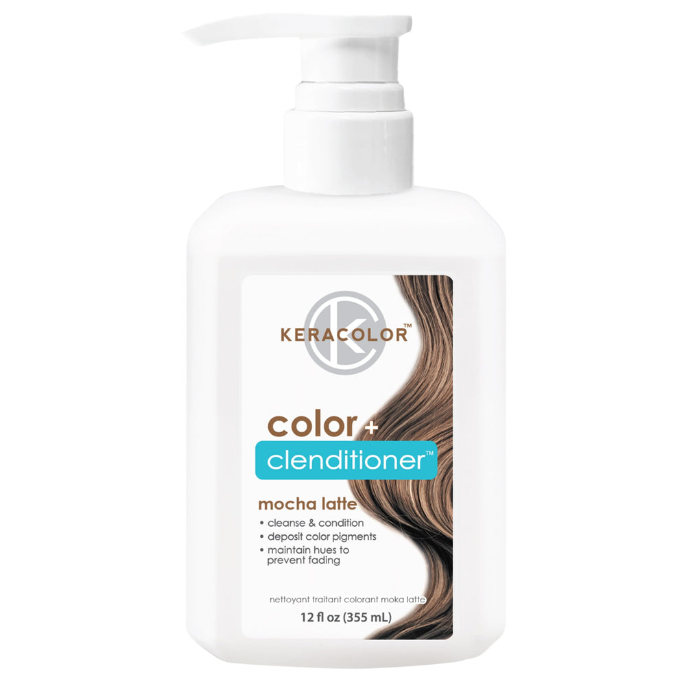 Keracolor Mocha Latte bottle front view demonstrates instant color deposit for bold tones.