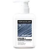 Keracolor Silver Blue bottle with color-depositing conditioner for vibrant cool tones.
