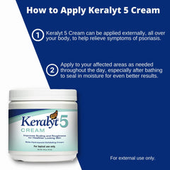 After-bath use with Keralyt 5 cream to seal in moisture.