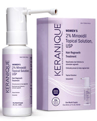 Keranique hair regrowth treatment bottle with precision sprayer for targeted application