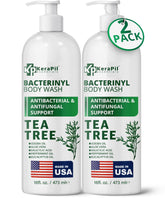 KERAPIL Bacterinyl Tea Tree Body Wash bottle front view for antibacterial cleansing.