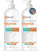 KERAPIL Salicylic Acid Body Wash bottle front showing unscented formula for all skin types.