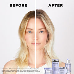Kérastase Blond Absolu Cicanuit serum applied to damp hair for detangling.