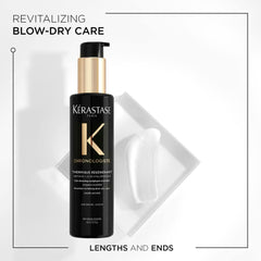 KÉRASTASE Chronologiste serum ingredients close-up, highlighting Argan and Marula oils for hydration.