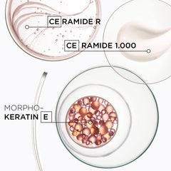 KÉRASTASE Discipline Fluidissime fiber smoothing closeup highlights sleek hair fibers.