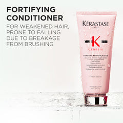 Kérastase Genesis conditioner texture close-up suggesting detangling and hydration.