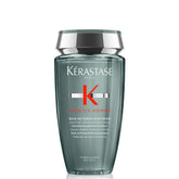 Kerastase Genesis Homme Bain De Force shampoo bottle closeup with cooling cleansing sensation