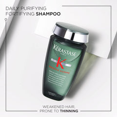 Kerastase Genesis Homme Bain De Force shampoo foamy lather on hair for deep cleanse