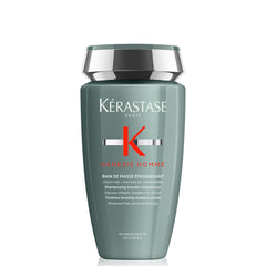 Kérastase Genesis Homme Bain De Masse bottle front, demonstrates cleansing for thinning hair