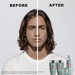 KÉRASTASE Genesis Homme Spray de Force in-hand application demonstrates easy distribution