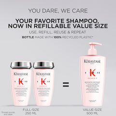KÉRASTASE Genesis shampoo pump top showing easy dispensing and controlled usage