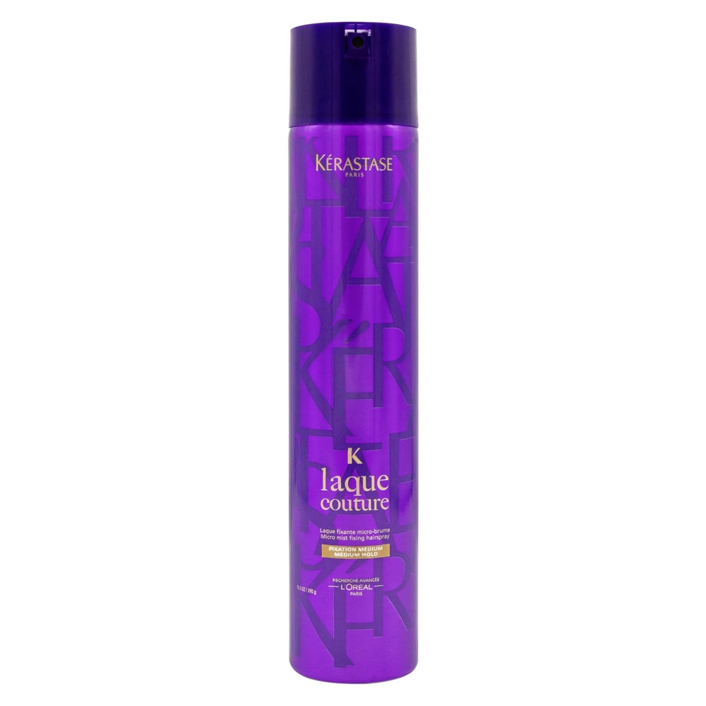 KERASTASE Laque Couture hair spray demonstrates medium hold with humidity resistance for all hair types.