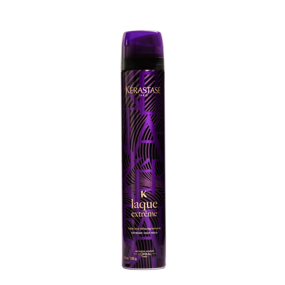 Kerastase Laque Extreme 24H hairspray bottle with humidity-resistant hold for all hair types