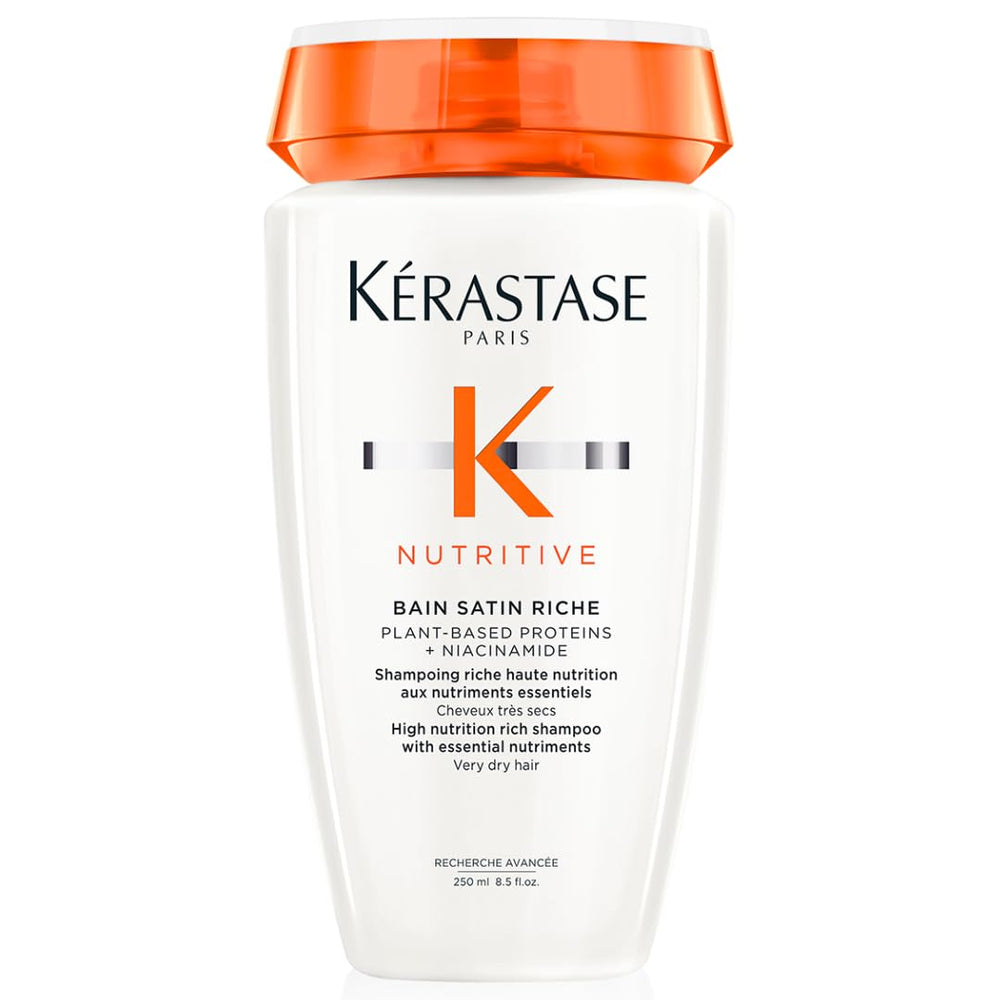 KERASTASE Nutritive Bain Satin Riche bottle highlighting hydration for very dry hair.