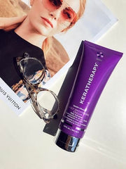 Keratherapy Daily Smoothing Cream ingredients close-up highlights keratin infusion and nourishing oils.