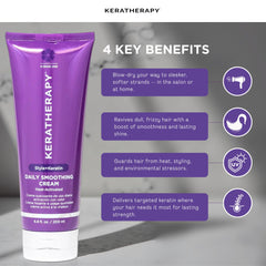 Texture swirl of Keratherapy Daily Smoothing Cream shows rich, creamy formula for easy application.