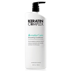 Keratin Complex Keratin Care smoothing conditioner bottle promotes smooth, frizz-controlled hair.