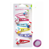 Kerr's Choice kitty clips 6-piece set on a child's hair for a cute everyday look.