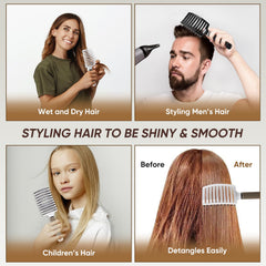Kertiberif boar bristle brush curved shape fits scalp for smooth styling