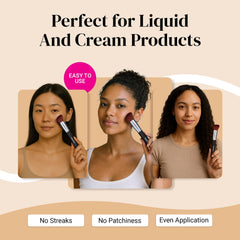 KESHIMA brush enables buildable color control across liquid, cream, and powder formulas.