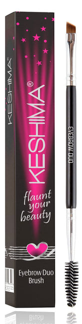 KESHIMA Eyebrow Brush Duo close-up of angled brush for precise strokes.