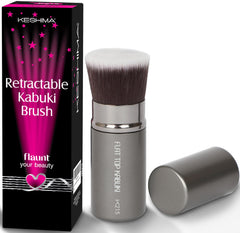 KESHIMA flat-top retractable kabuki brush with cap for travel protection