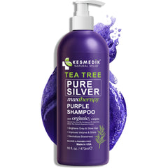 KESMEDIK Shampoo Púrpura de Árbol de Té: botella destacando tono púrpura y neutralización de amarillos.