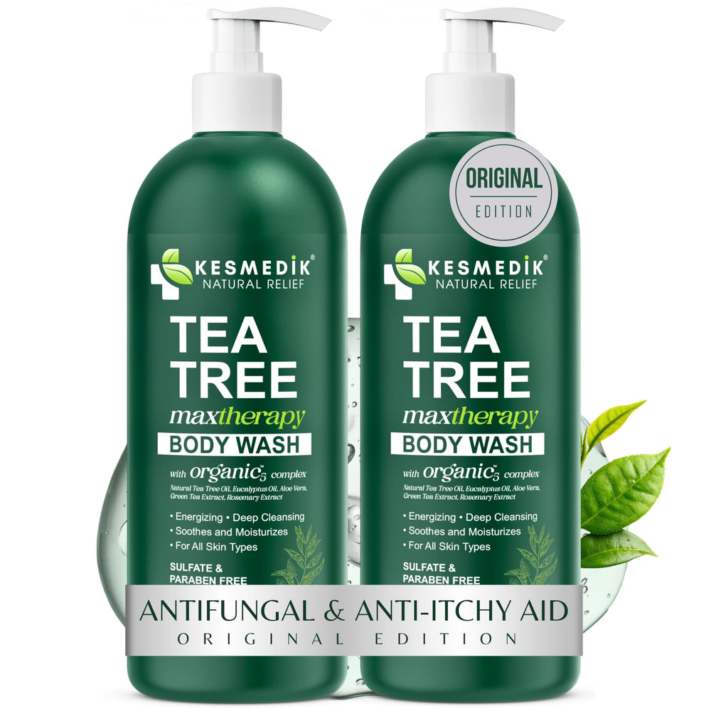 KESMEDIK Tea Tree Body Wash bottle front showing product name and fresh cleanse.