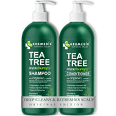KESMEDIK Tea Tree Oil Shampoo bottle close-up for scalp refreshment