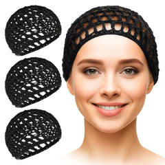 KETAR 4-pcs hair nets for sleep in black protect hairstyles overnight.