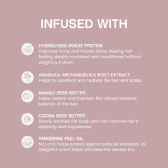 KEVIN.MURPHY ANGEL.RINSE mango and cocoa butter scene highlights nourishing care for hair.