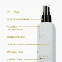 Frizz-free finish achieved with KEVIN.MURPHY BLOW.DRY EVER.SMOOTH.