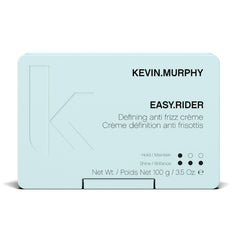 KEVIN.MURPHY EASY.RIDER bottle closeup demonstrates frizz control and a smooth finish.