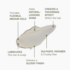 Glossy finish of KEVIN.MURPHY FREE.HOLD highlighting thickness and shine